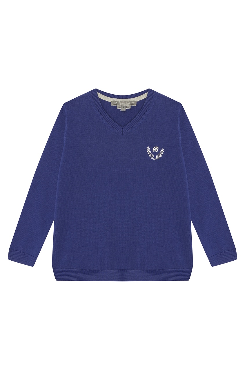 фото Синий пуловер с логотипом bonpoint