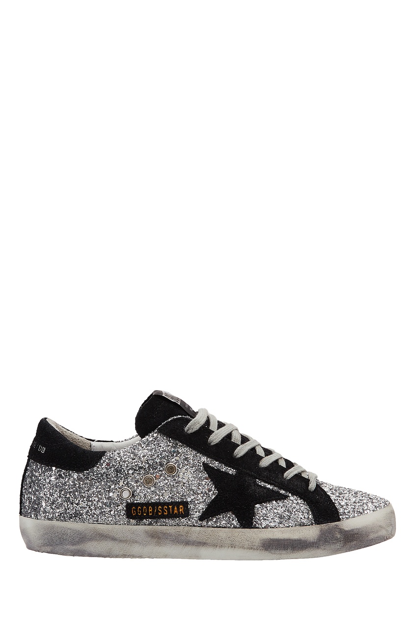 фото Черно-серебристые кроссовки с глиттером superstar golden goose deluxe brand