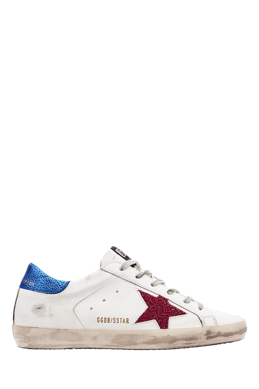 фото Красно-сине-белые кроссовки superstar golden goose deluxe brand
