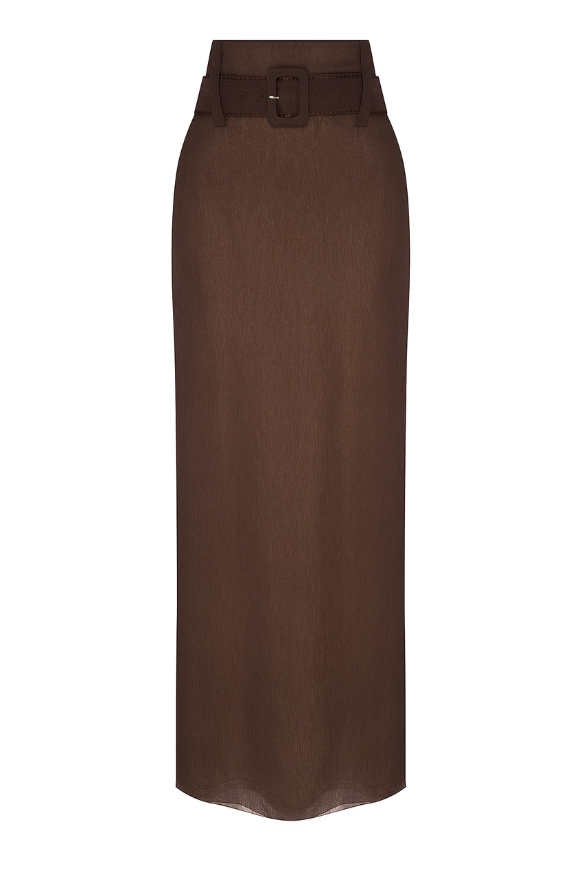 фото Длинная шелковая юбка с поясом Prada