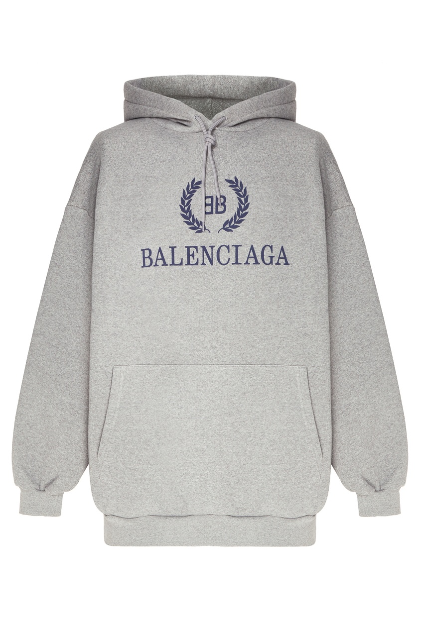 фото Серое худи с логотипом bb balenciaga