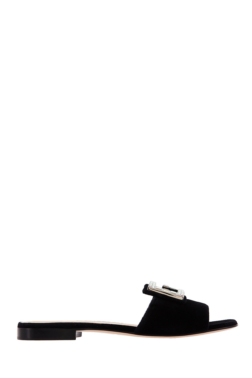 фото Черные бархатные пантолеты с декором Gucci