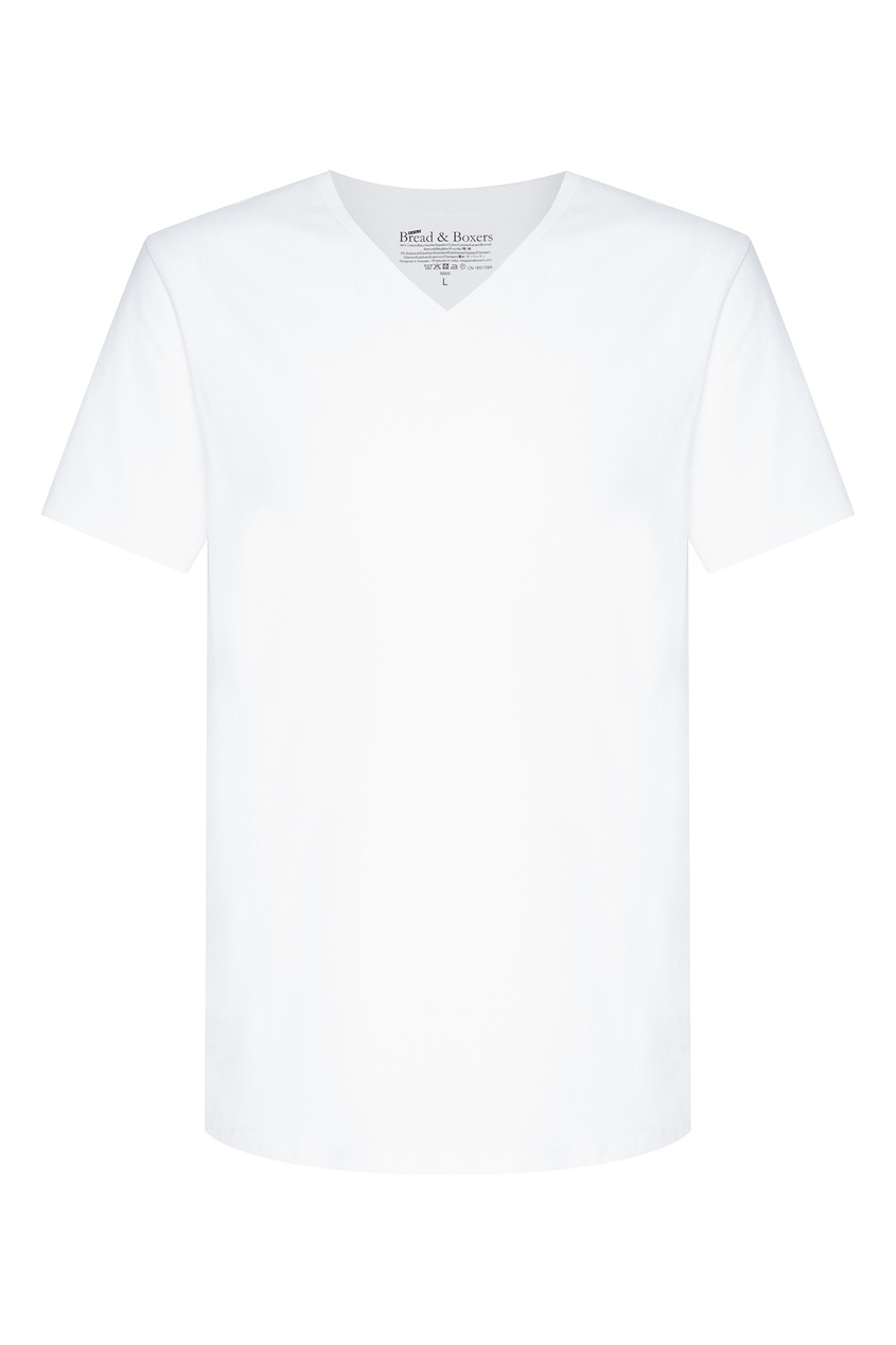 фото Белая футболка с V-образным вырезом Bread&boxers