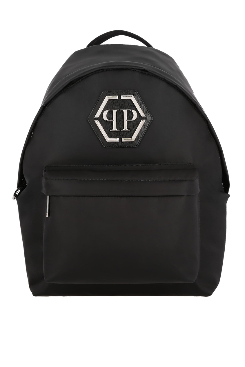 фото Черный рюкзак с логотипом philipp plein