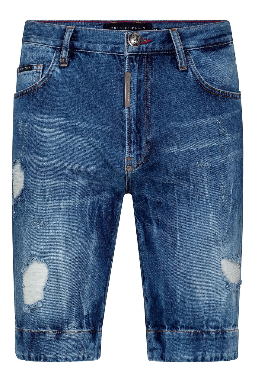 фото Голубые джинсовые шорты Philipp plein
