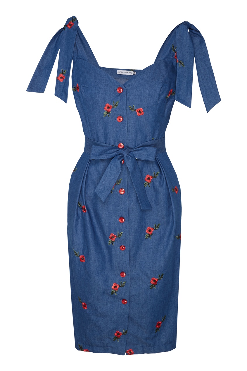 фото Синее платье с цветочным мотивом fashion.love.story
