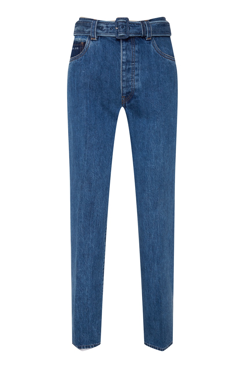 фото Голубые джинсы с синими нашивками Prada