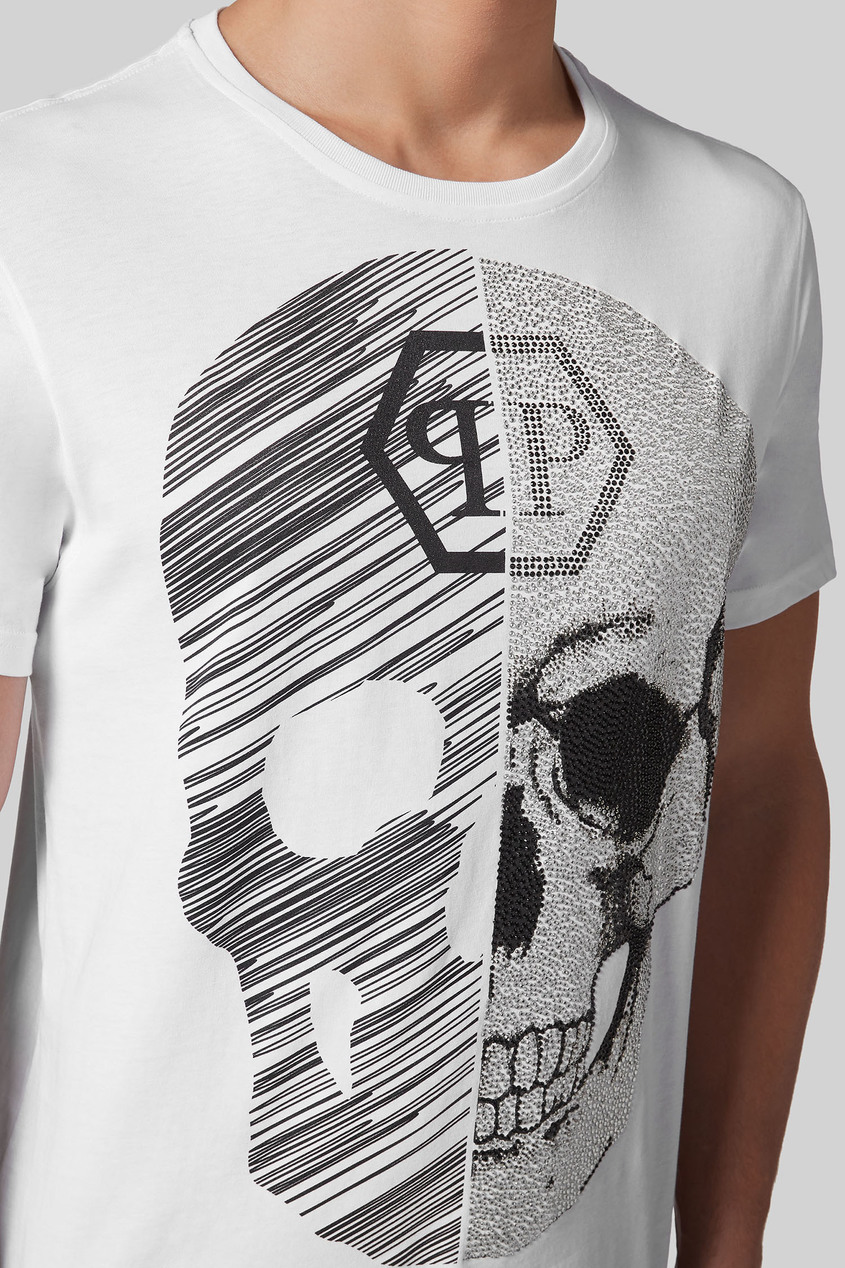 Белая футболка с черепом и кристаллами, Белый
Белая футболка с черепом и кристаллами, Белый