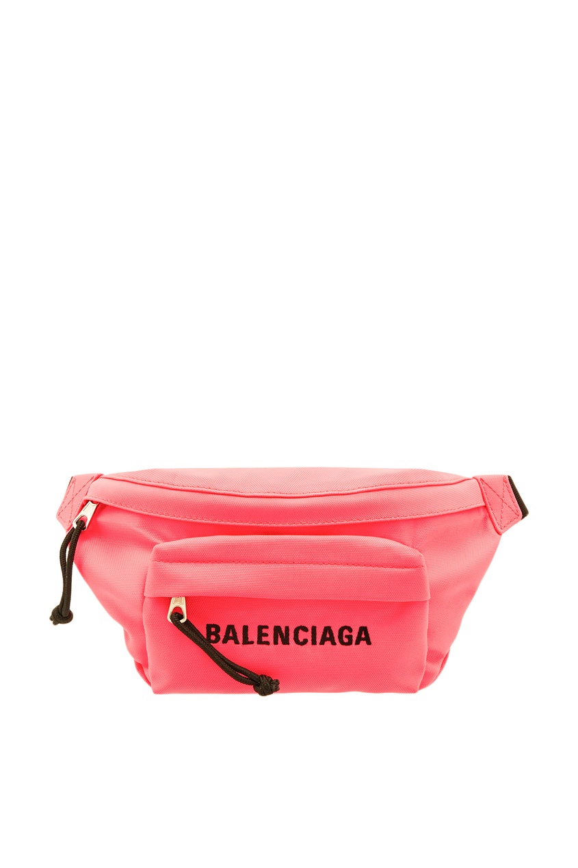 фото Неоново-розовая поясная сумка wheel balenciaga