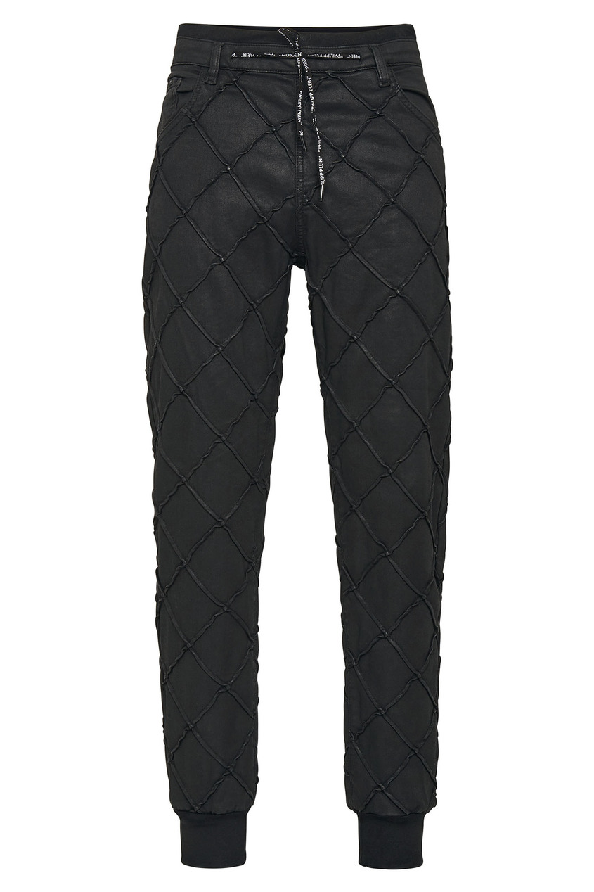 фото Черные брюки с рельефными швами Philipp plein