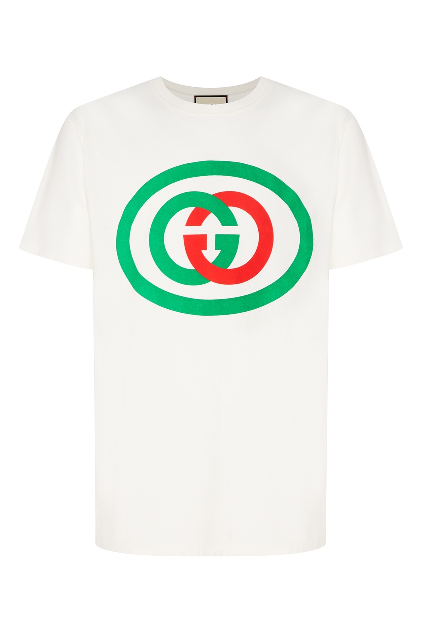 фото Футболка оверсайз с красно-зеленым логотипом Gucci man