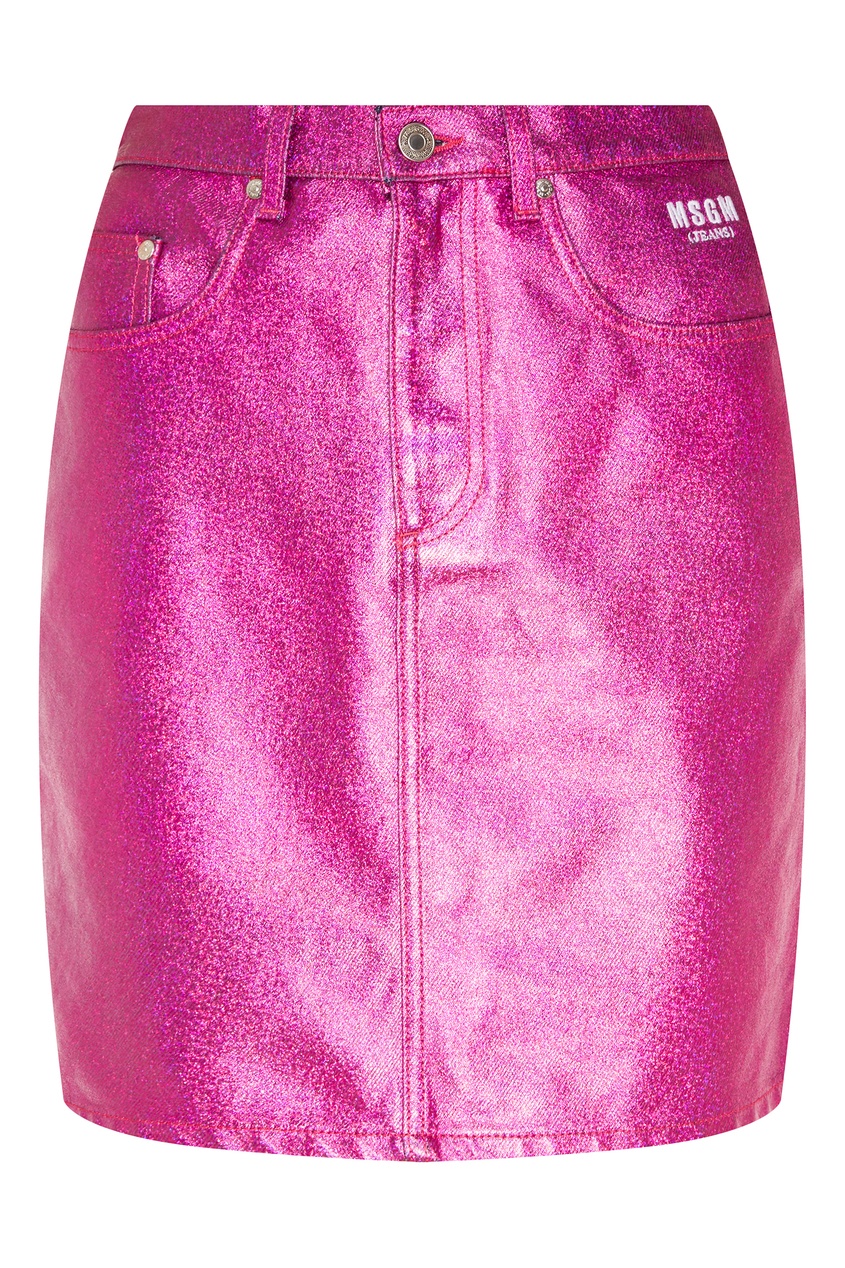 фото Блестящая розовая мини-юбка msgm