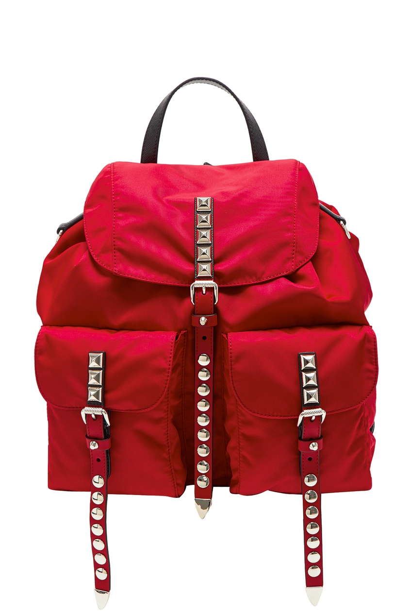 фото Красный текстильный рюкзак black nylon prada