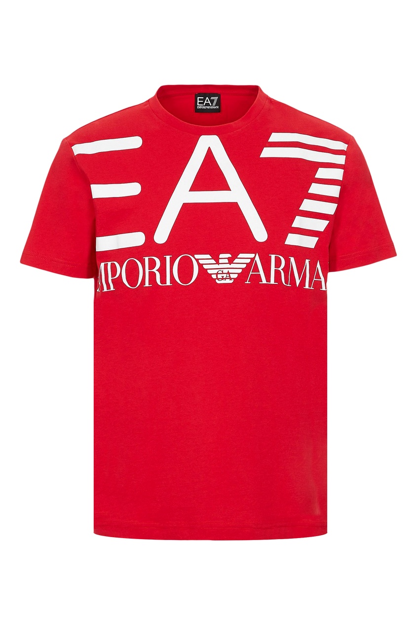 фото Красная футболка с белым логотипом “Armani” Ea7