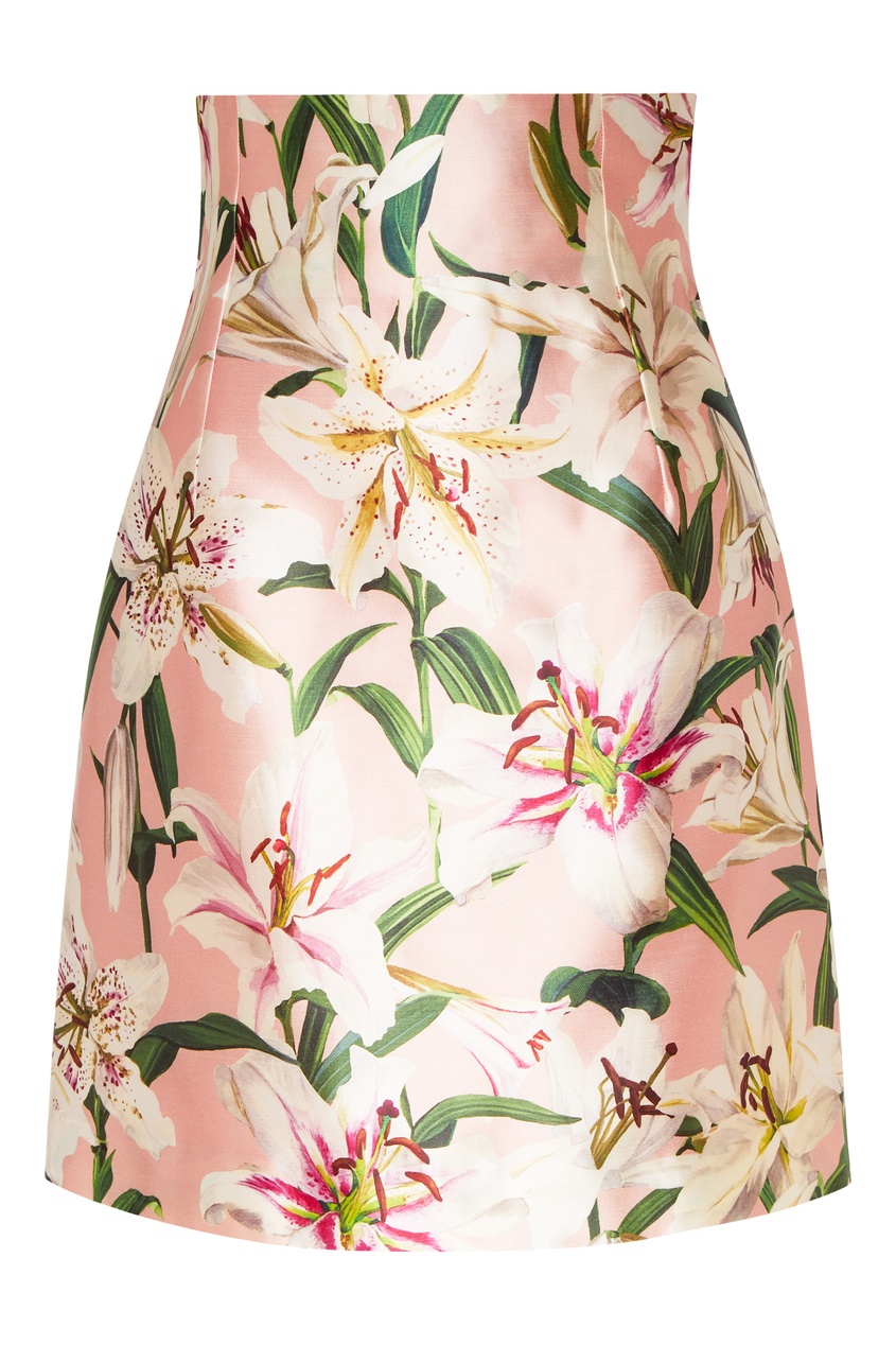 фото Розовая юбка-мини с цветочным рисунком dolce&gabbana