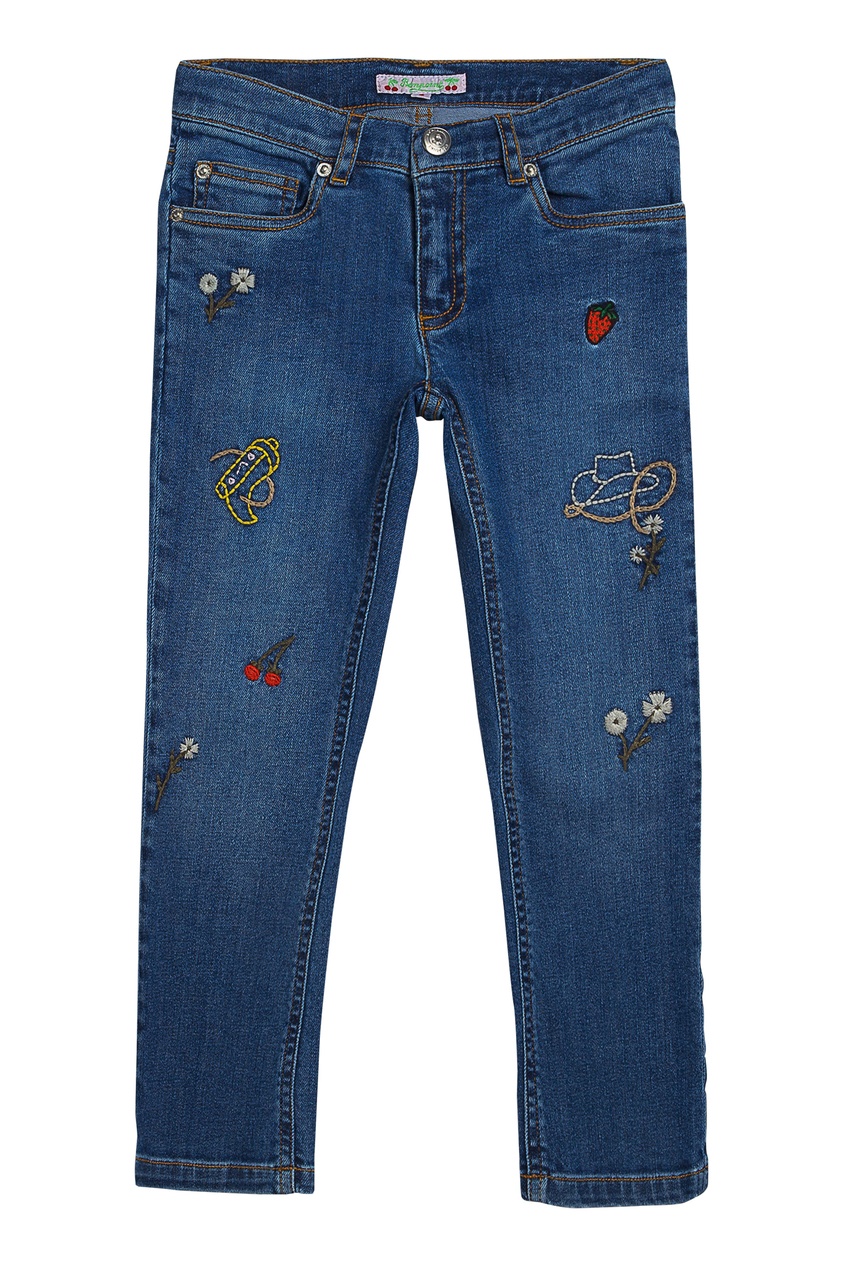 фото Синие джинсы с вышивкой bonpoint