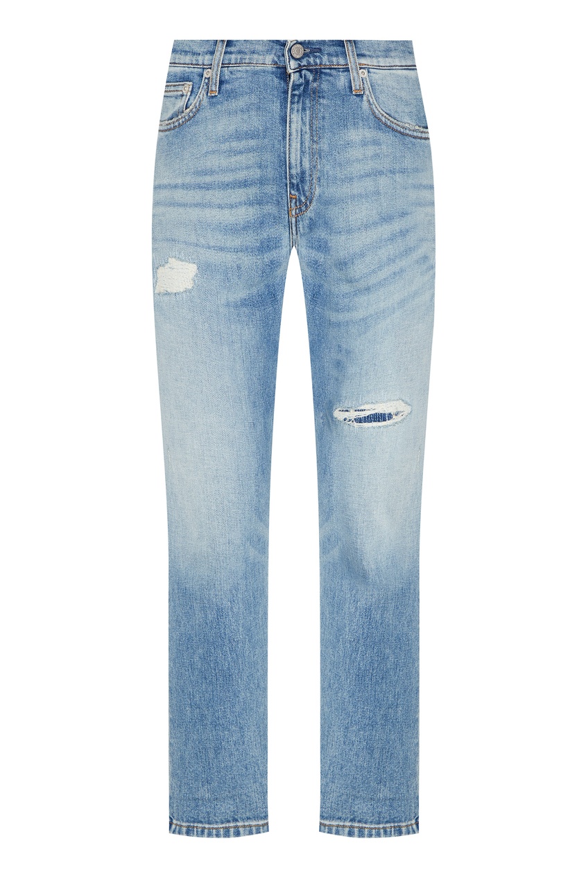 фото Голубые джинсы с прорезями calvin klein
