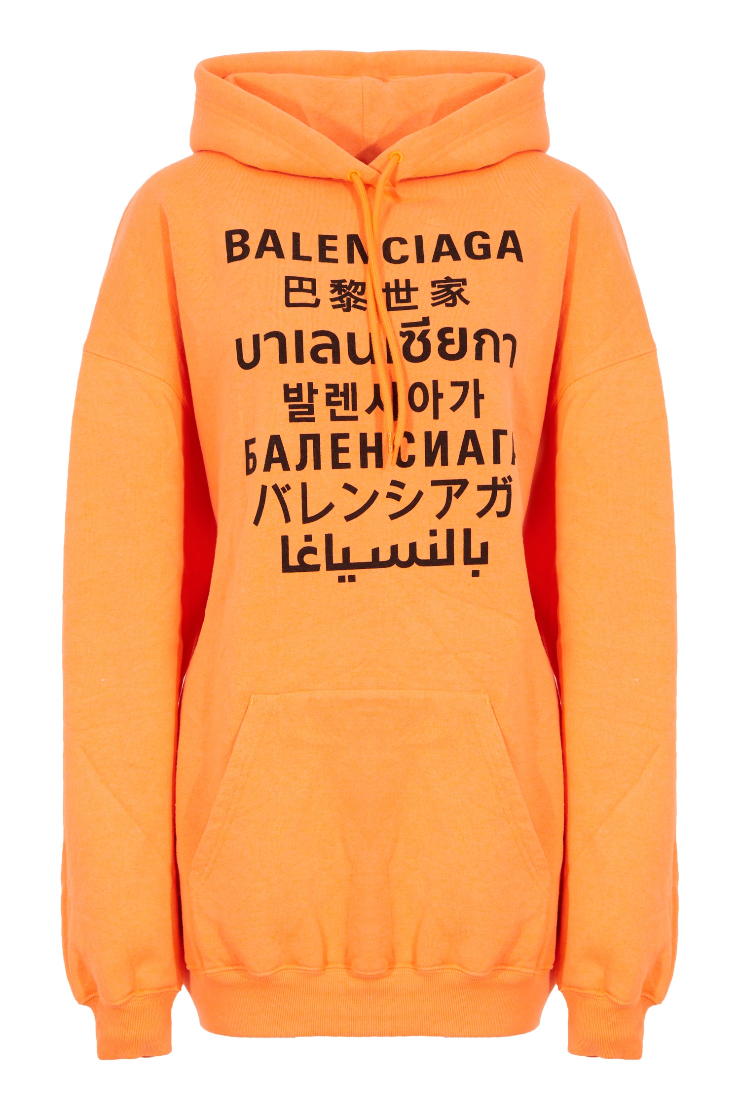 Оранжевое худи с надписями Languages Balenciaga | Баленсиага купить в