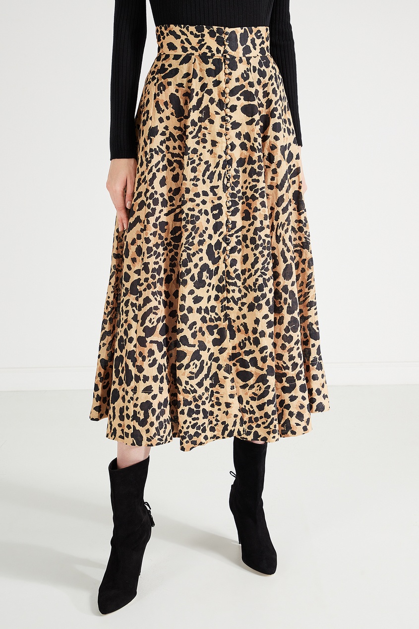 фото Коричневая юбка с леопардовым принтом zimmermann