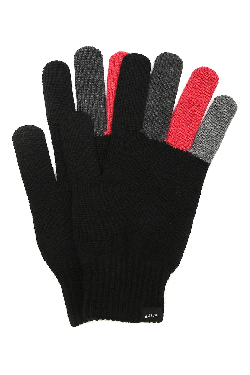 фото Черные перчатки с цветными вставками Paul smith