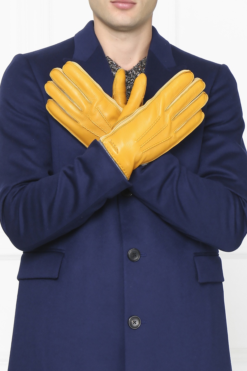 фото Желтые перчатки из кожи Paul smith