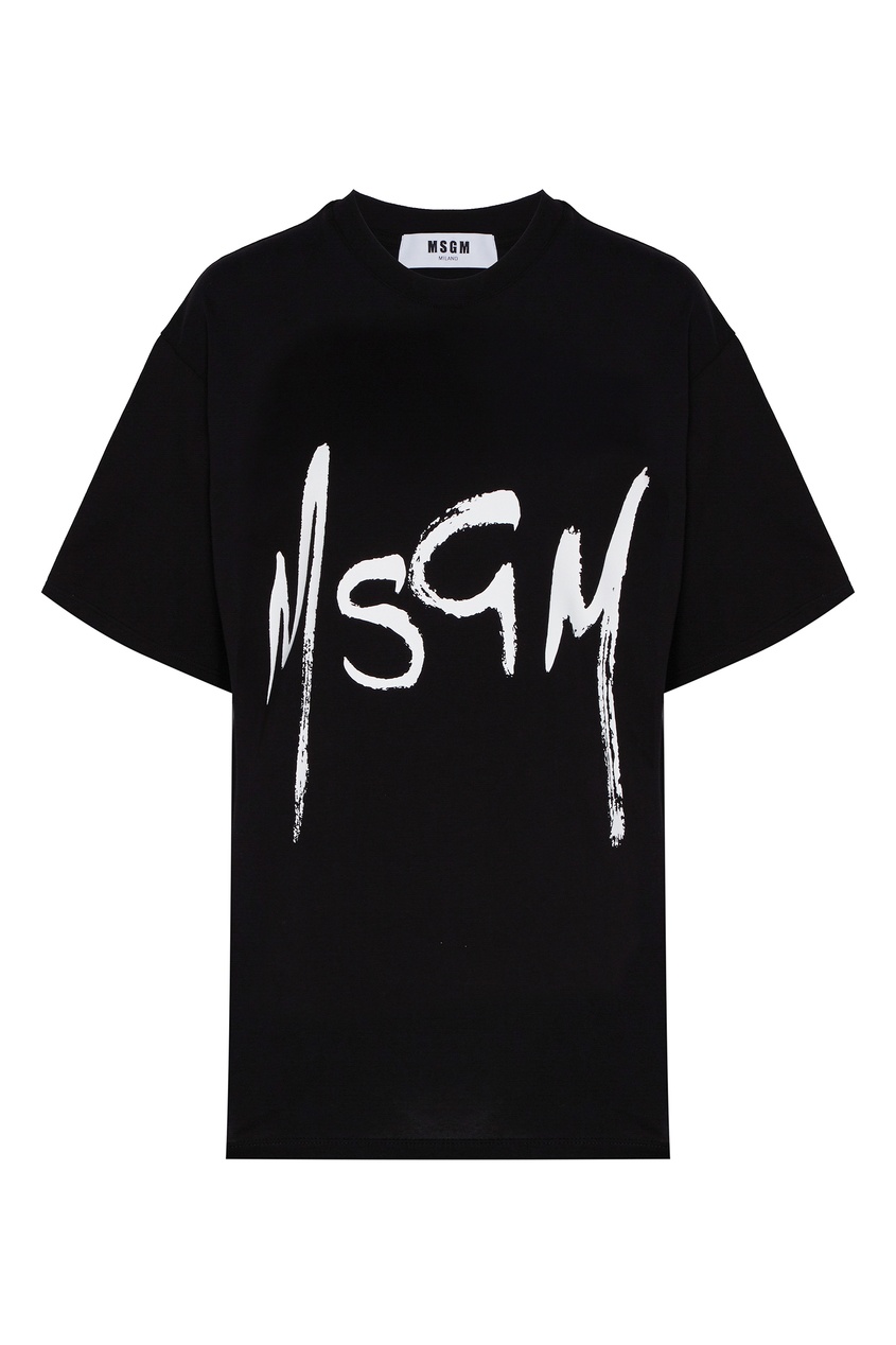 фото Черная футболка с принтом spray logo msgm