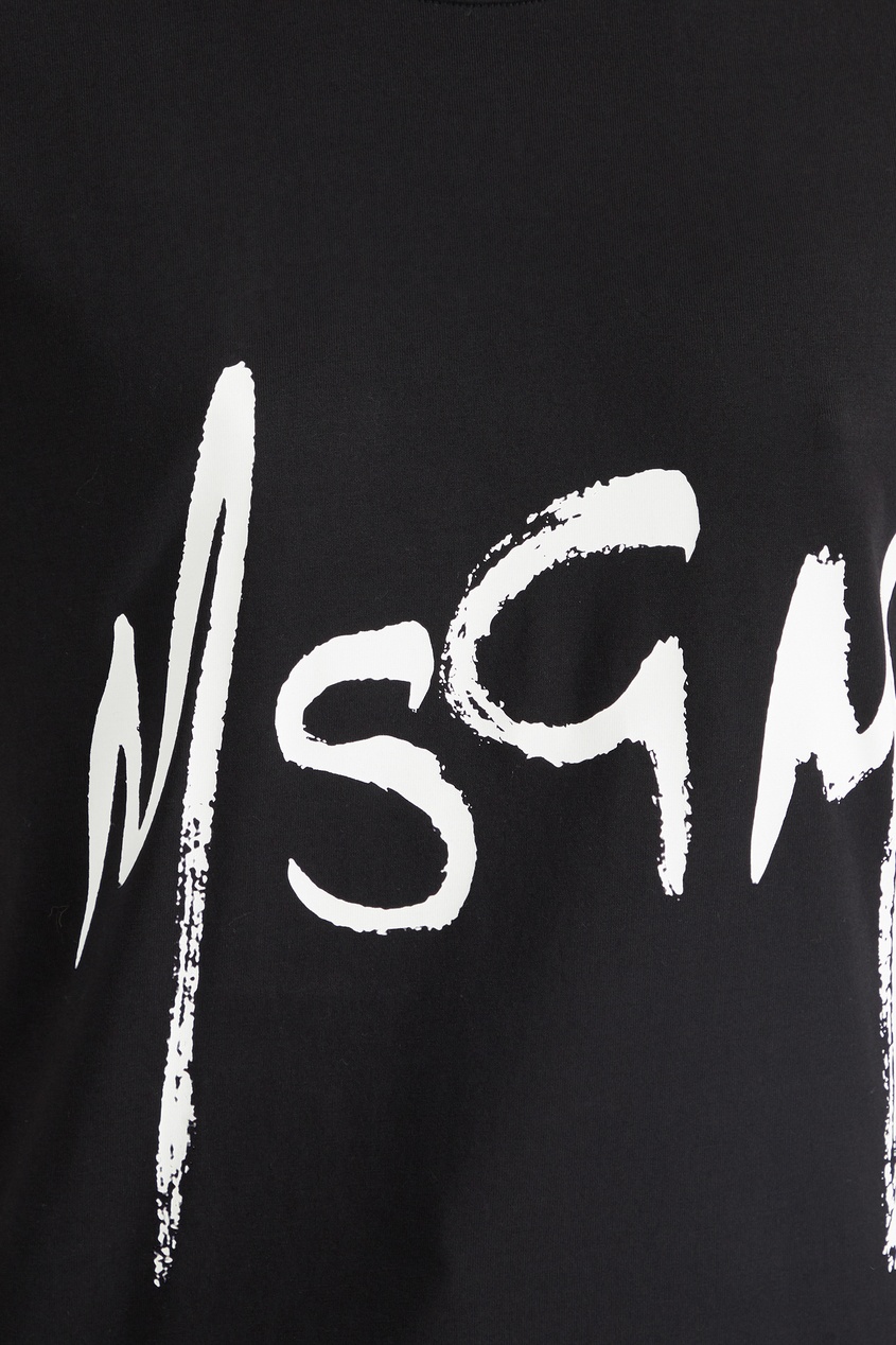 фото Черная футболка с принтом spray logo msgm