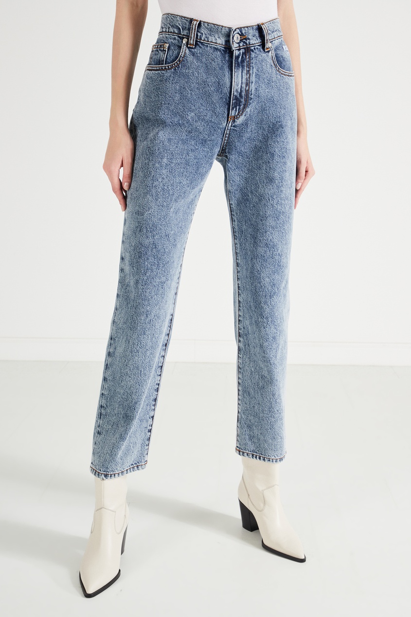 фото Вареные джинсы с вышивкой msgm