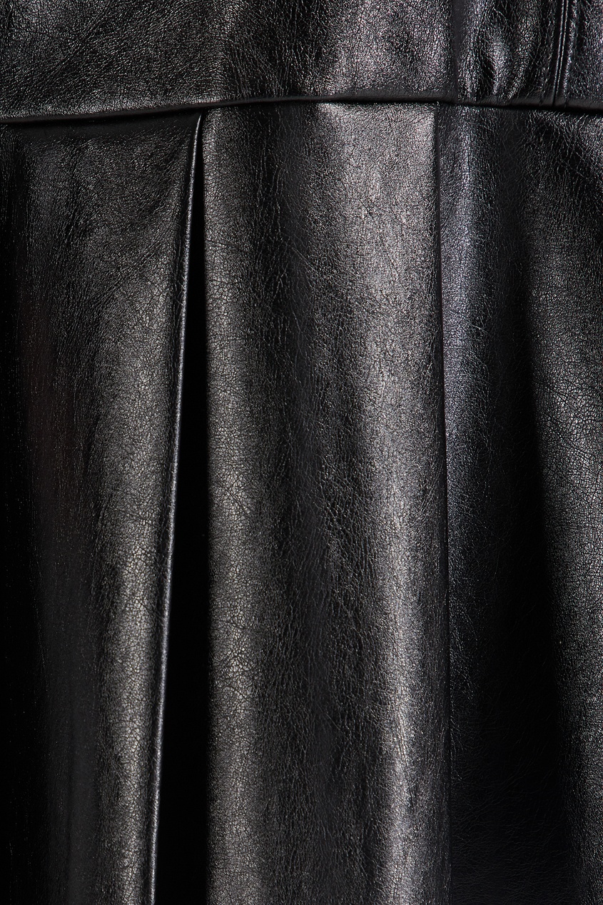 фото Короткое черное платье из искусственной кожи msgm