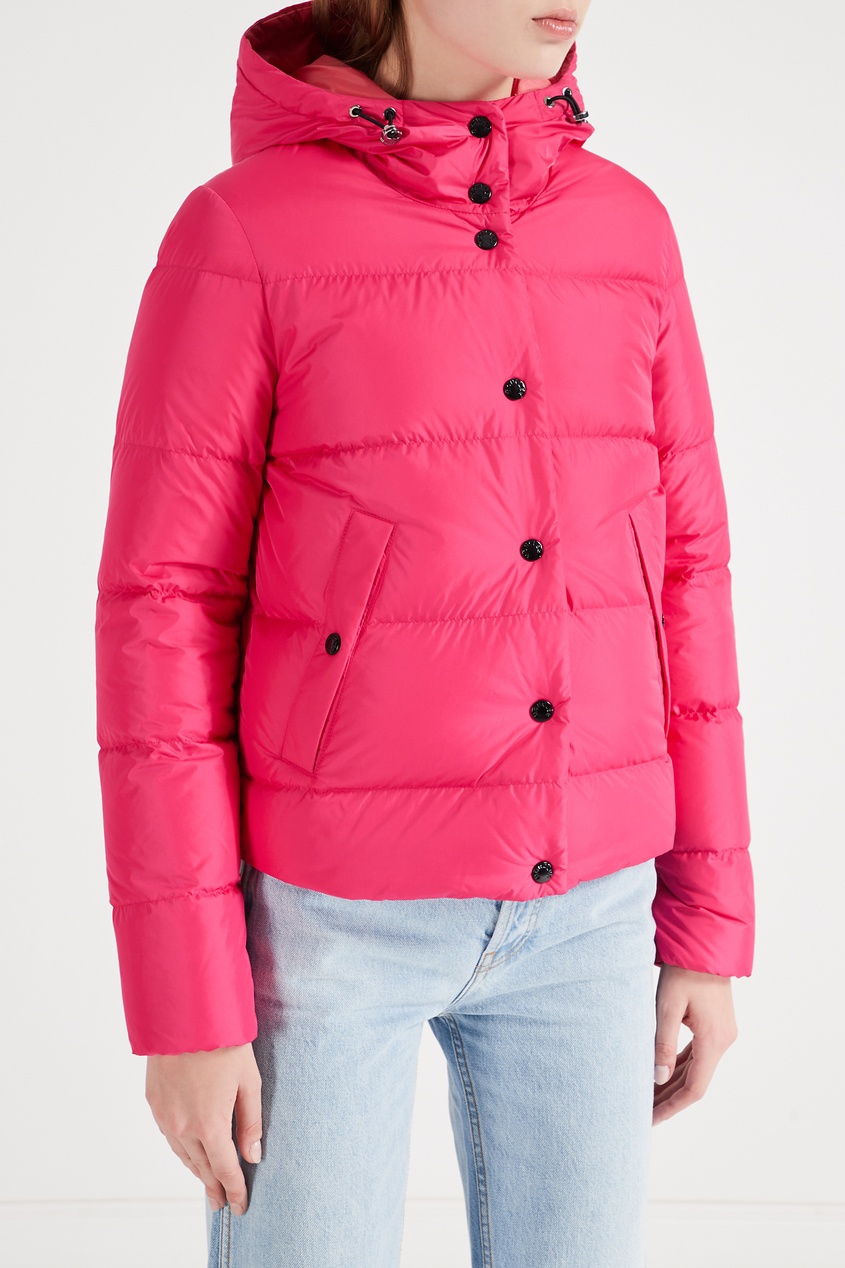 фото Стеганая куртка с капюшоном цвета фуксии moncler
