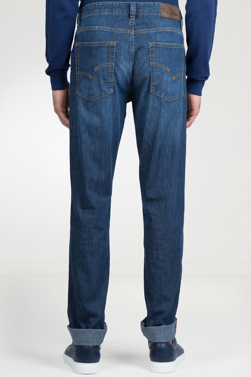 фото Прямые синие джинсы с медной пуговицей strellson