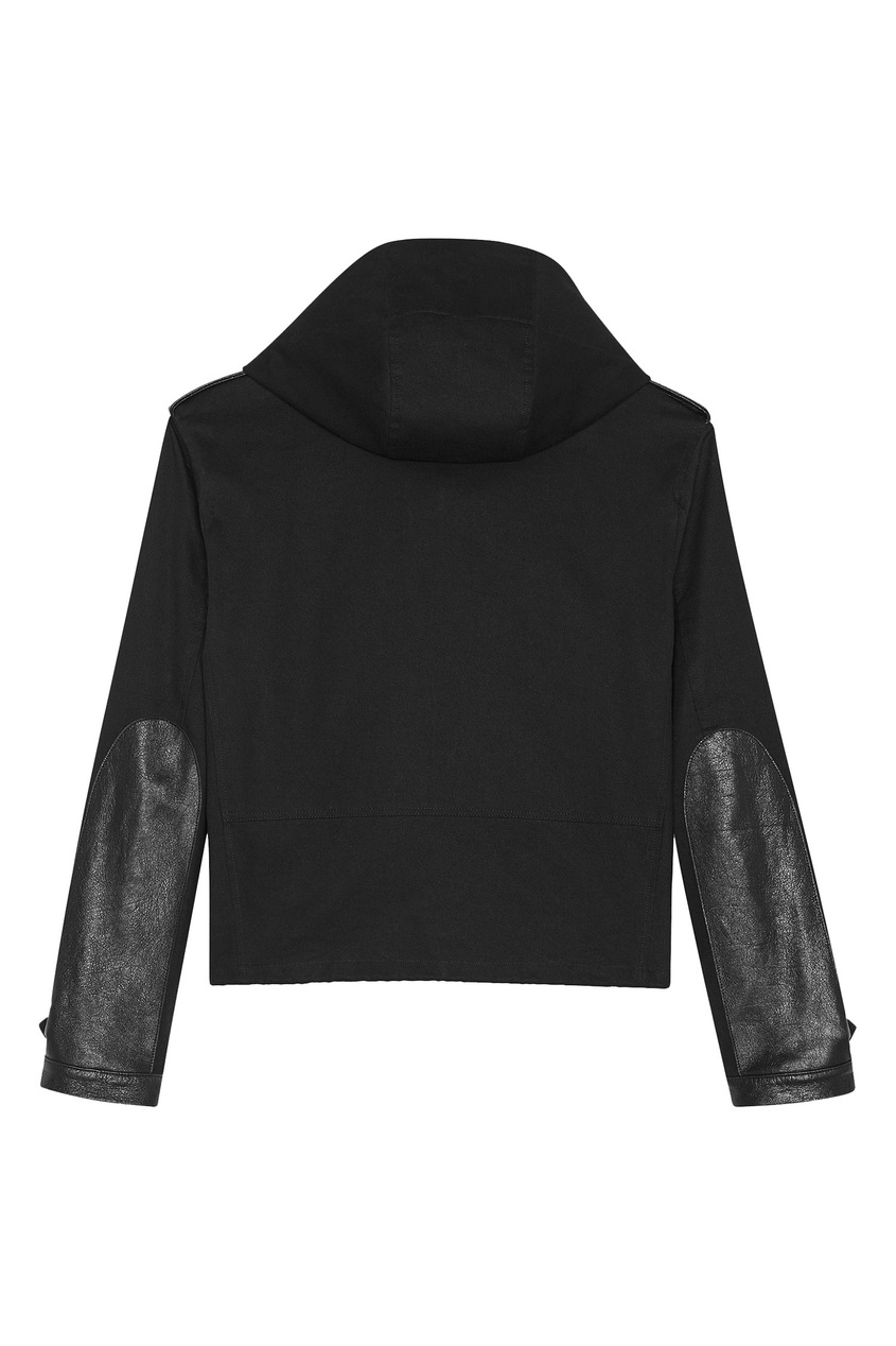 фото Черная куртка с кожаными вставками saint laurent