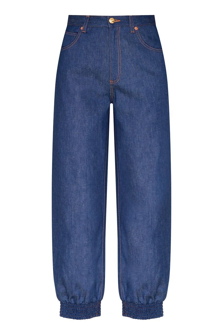 фото Синие джинсы с манжетами на резинке gucci
