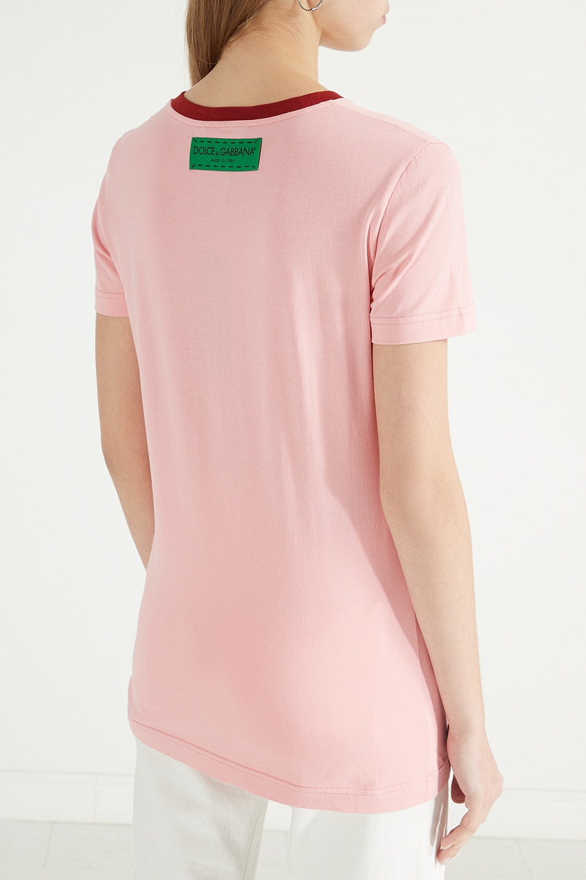 фото Розовая футболка с надписью dolce&gabbana