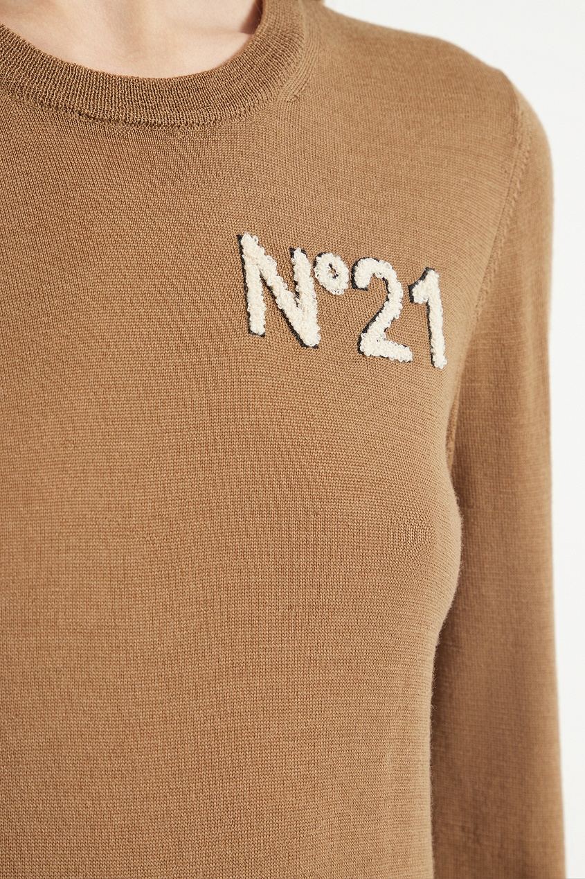 фото Коричневый джемпер с логотипом No.21