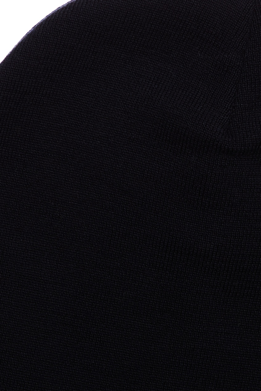 фото Черная шапка-бини с логотипом на отвороте Emporio armani