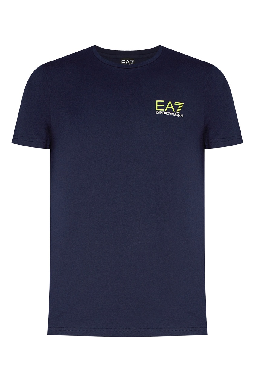 фото Синяя футболка с контрастным логотипом Ea7
