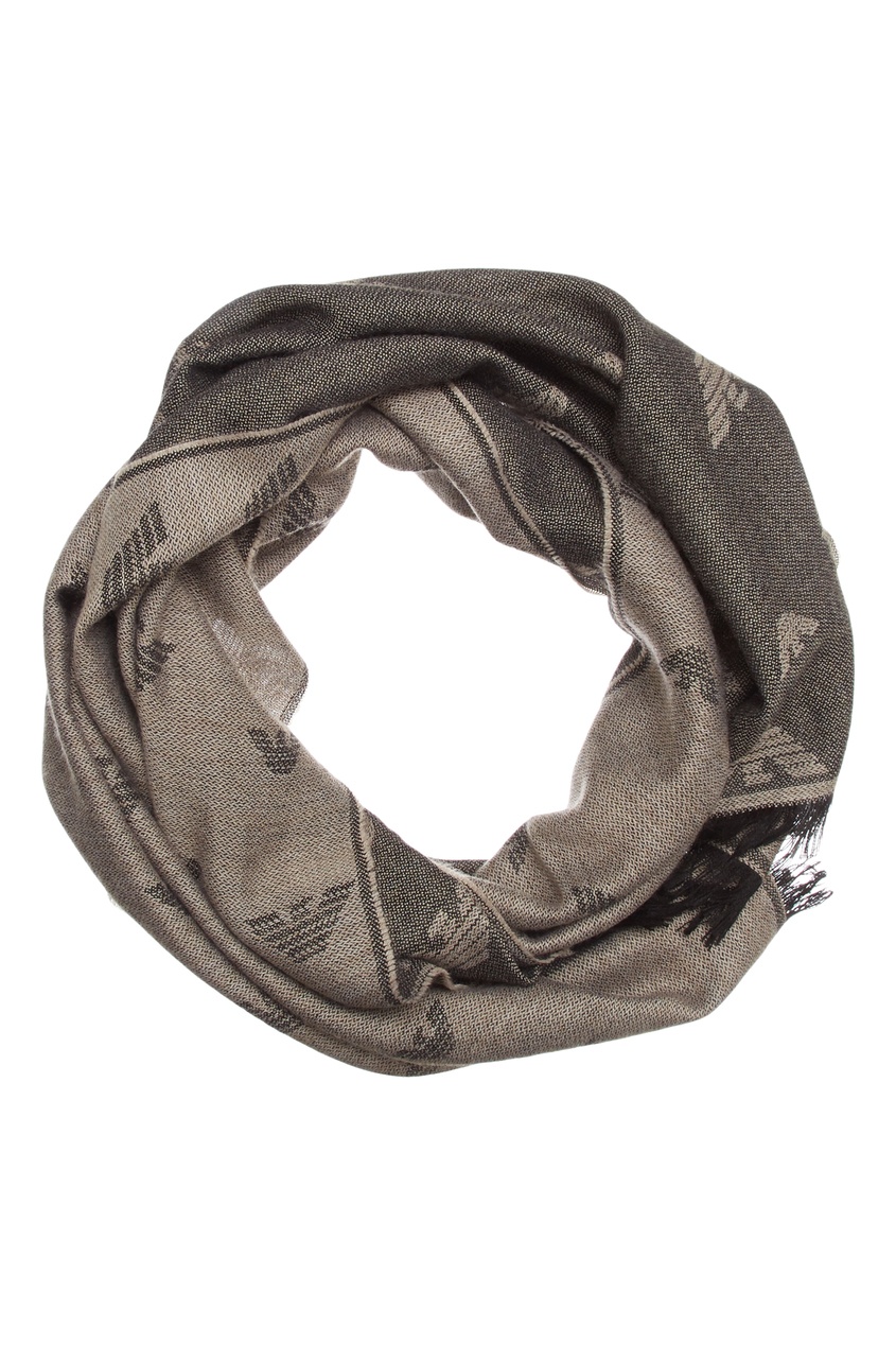 фото Серый меланжевый шарф с отделкой emporio armani