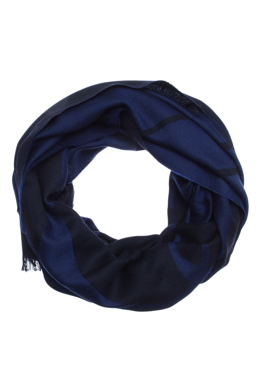 фото Синий шарф с контрастной отделкой emporio armani