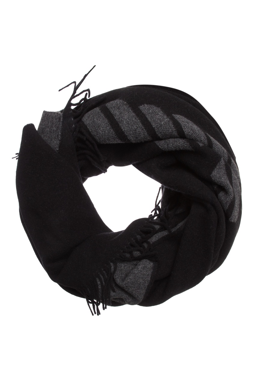фото Темно-серый шарф с контрастным логотипом emporio armani