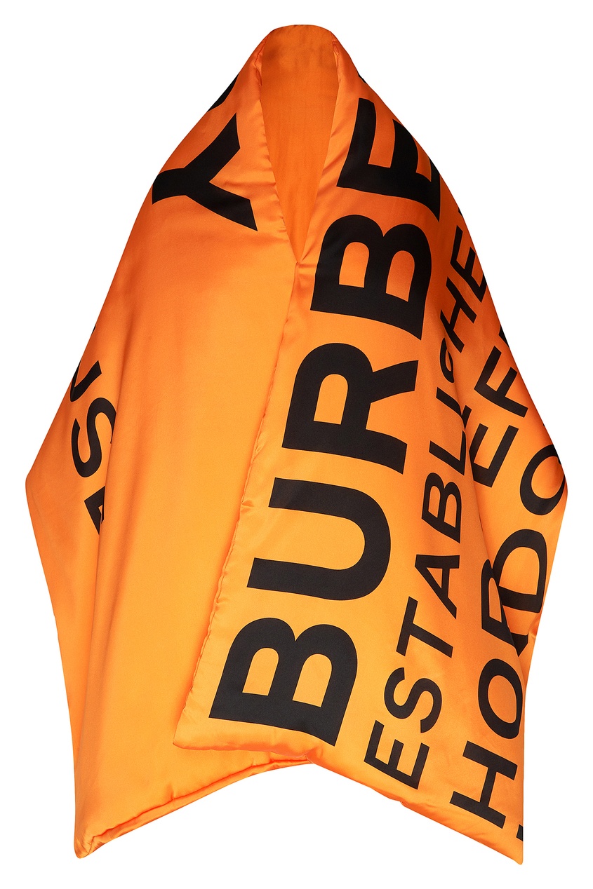 фото Оранжевый шелковый шарф с принтом horseferry burberry sold