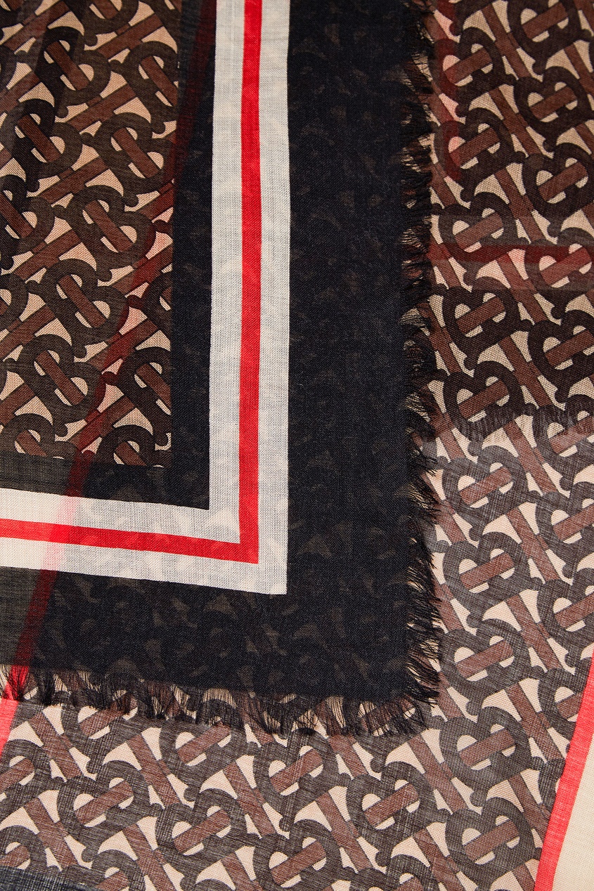 фото Шарф из шелка и шерсти с принтом icon stripe burberry