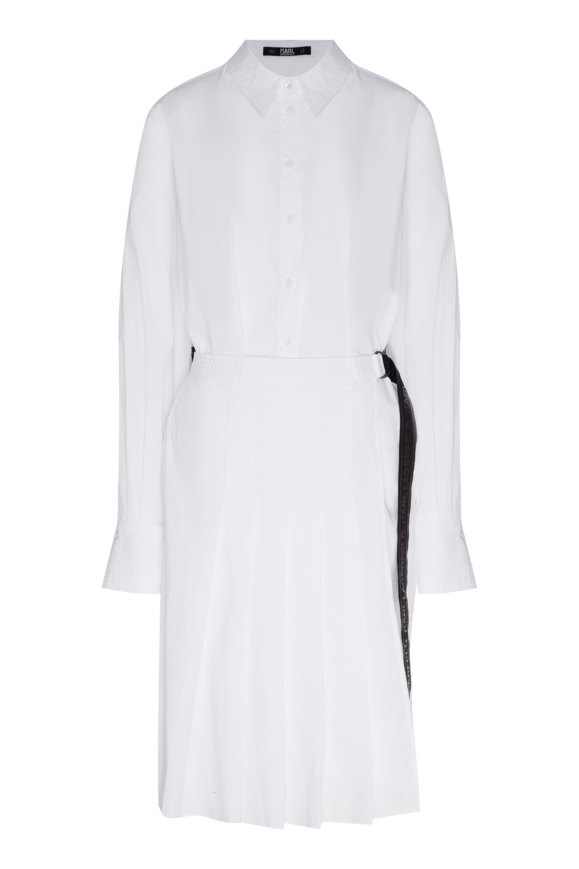 фото Белое платье-рубашка со складками karl lagerfeld