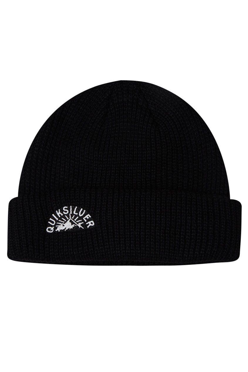 фото Черная вязаная шапка бини с логотипом quiksilver