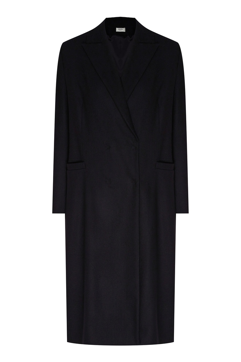 фото Черное шерстяное платье-пальто izeta