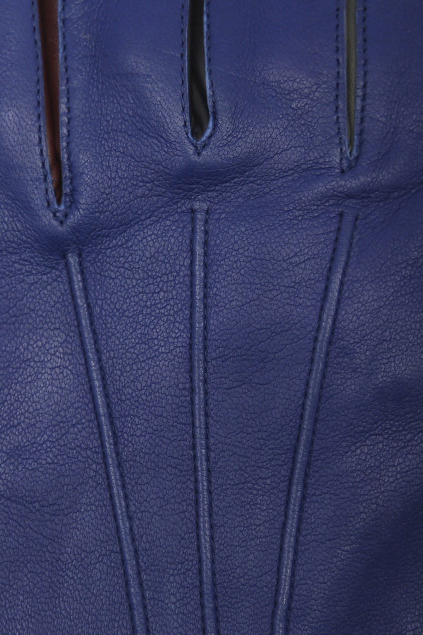 фото Синие кожаные перчатки с логотипом Paul smith