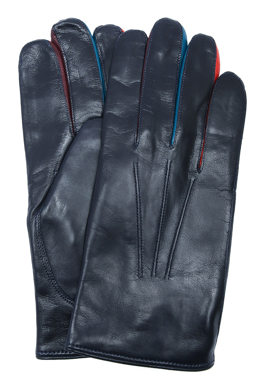 фото Темно-синие кожаные перчатки Paul smith