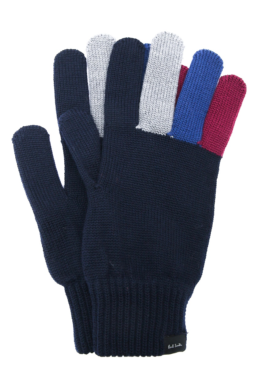 Темно-синие перчатки с контрастной отделкой