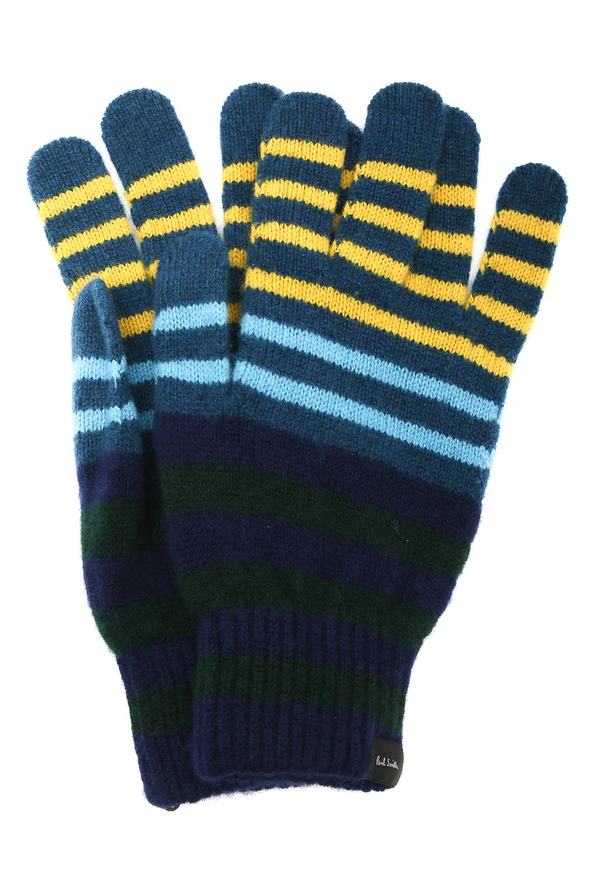 Синие перчатки с рисунком в полоску