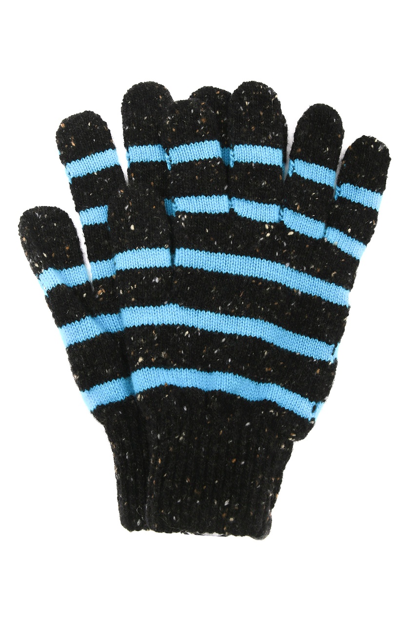 фото Черные меланжевые перчатки с интарсией Paul smith